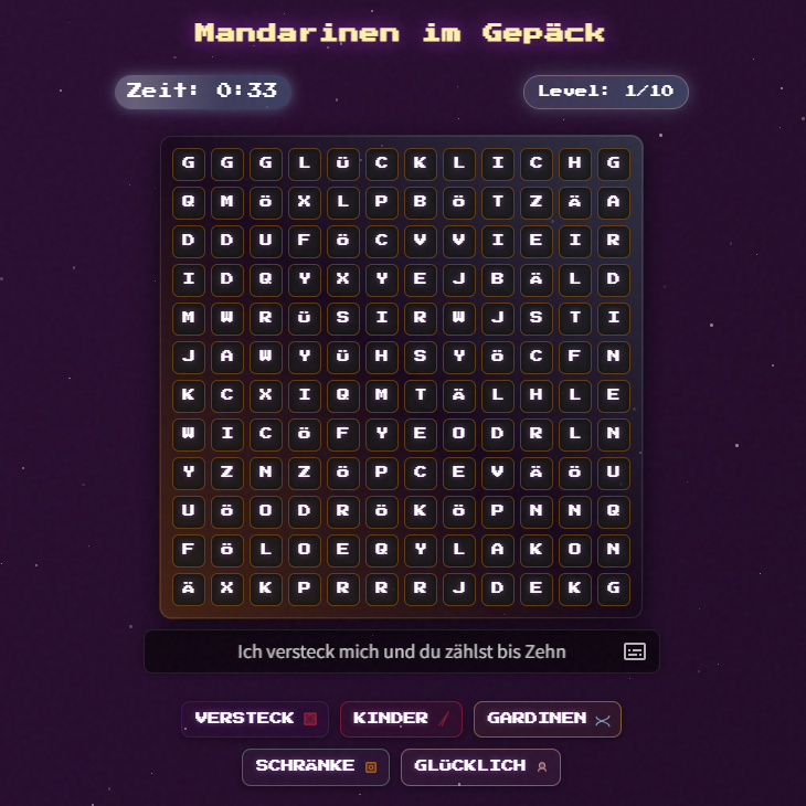 Mandarinen Wortsuche